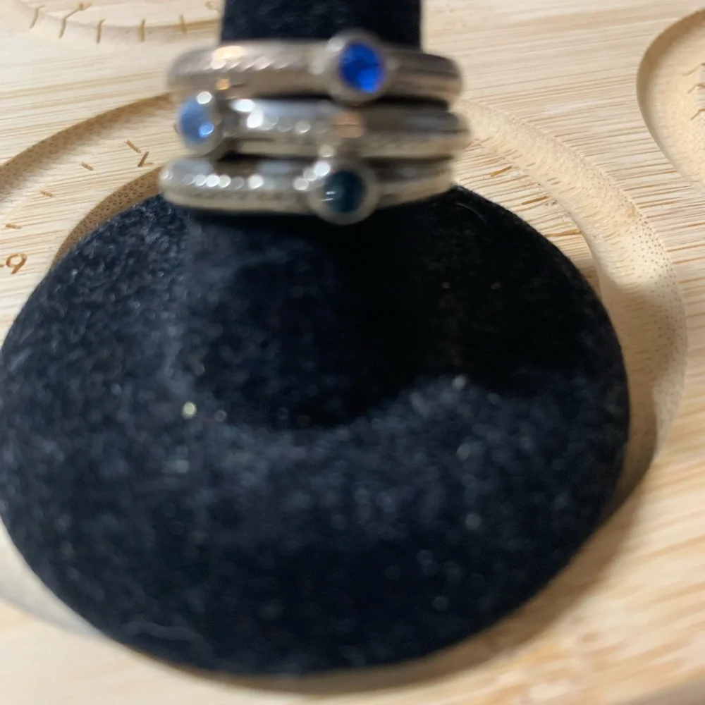 3 Rings With Blue Stones - Picture 2 of 2